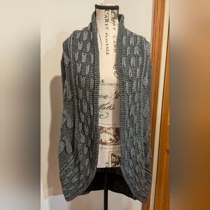 Claire Jolie Two Tone Gray Cocoon Open Long Cardigan Knit Sweater Size L